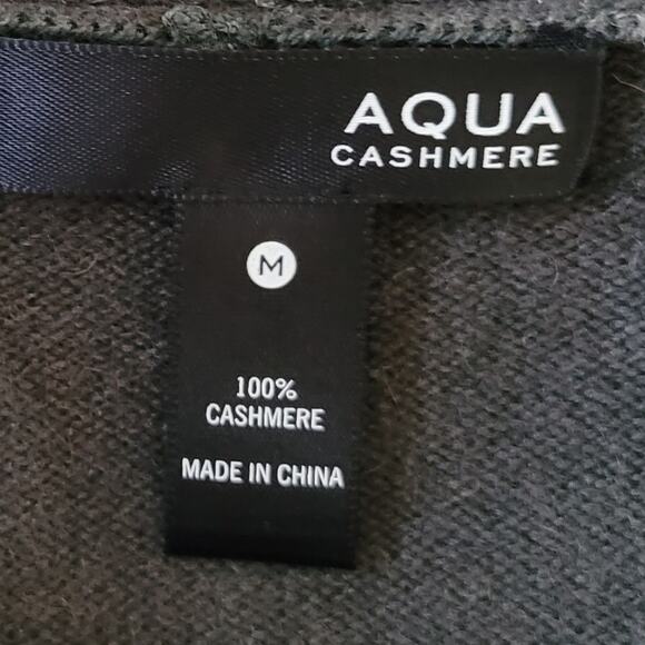 AQUA 100% Cashmere Drapey Cardigan Gray Size M Asymmetrical Bloomingdale's Cozy - Picture 8 of 10